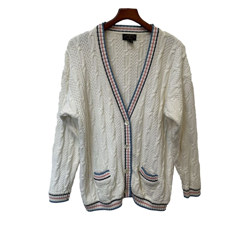Vintage Charter Club By Jane Justin‎ Mens Size L Preppy Grandpa Sweater Cardigan